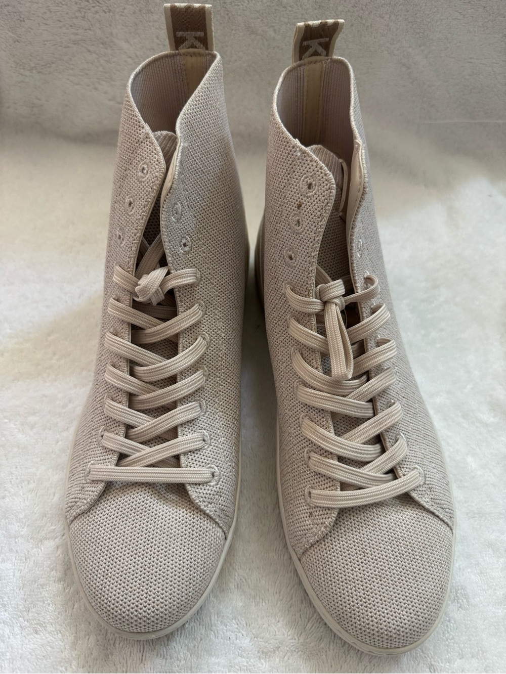 Michael Kors High-Top Knit Sneakers - Cream